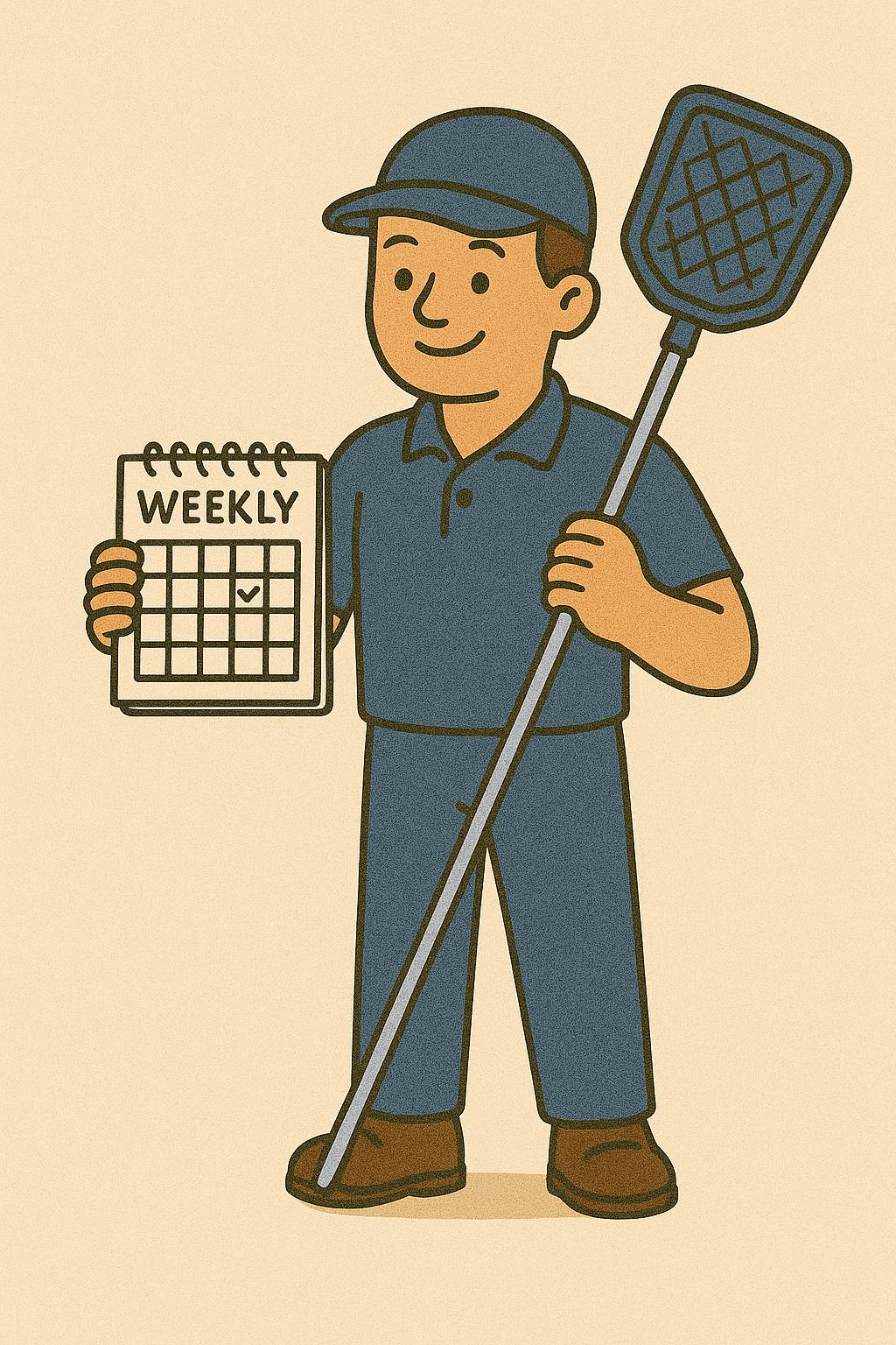 Technician performing full pool service